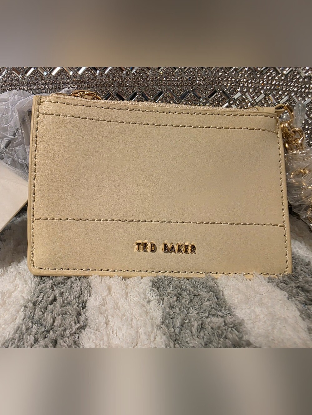 Ted Baker NWT Cream Pale Yellow Leather Wristlet Id Card Wallet Wristlet MSRP$85
